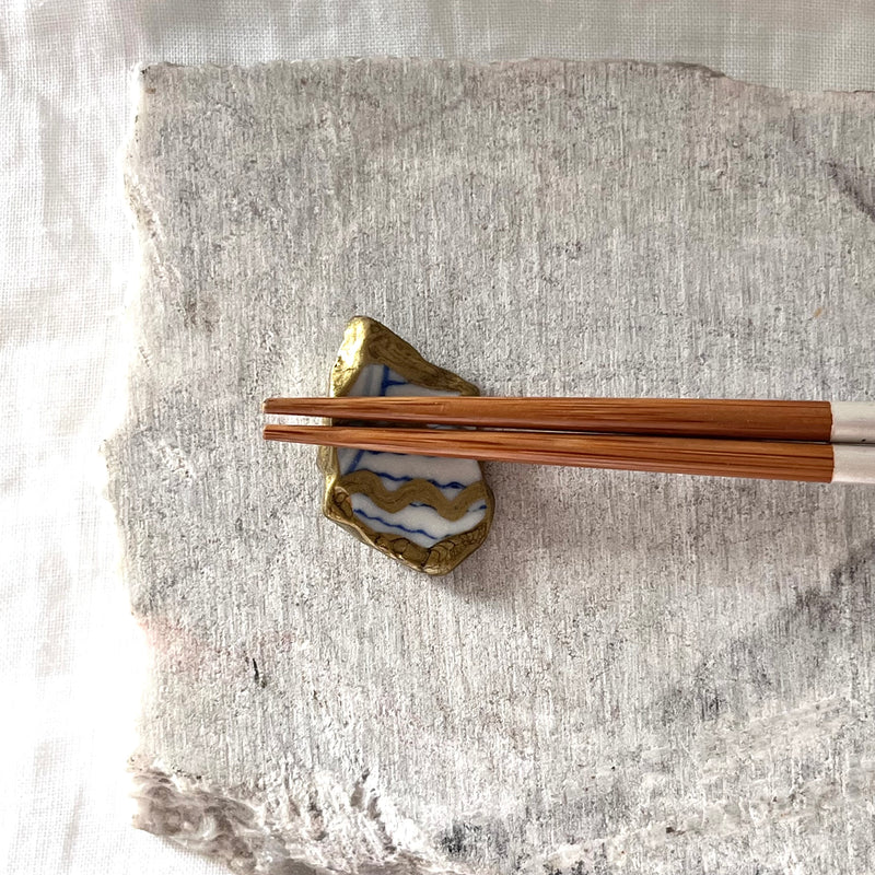 [Kintsugi Chopstick Rest] < Wave> Gold Kintsugi Made in Japan Cutlery rest