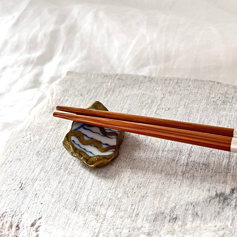 [Kintsugi Chopstick Rest] < Wave> Gold Kintsugi Made in Japan Cutlery rest