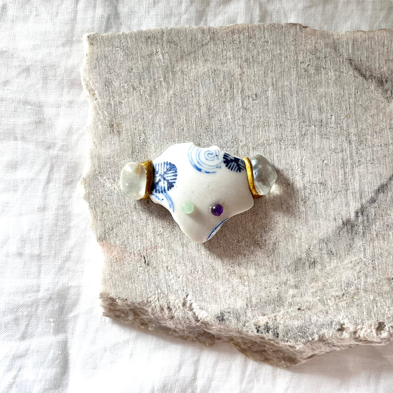 [Kintsugi Chopstick Rest] <Sheep> Animal ceramic natural stone kintsugi Made in Japan ornament