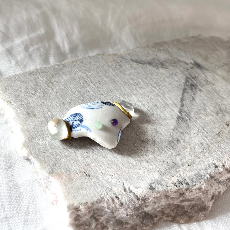 [Kintsugi Chopstick Rest] <Sheep> Animal ceramic natural stone kintsugi Made in Japan ornament