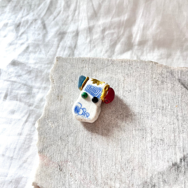 [Kintsugi Chopstick Rest] <Pony> Ceramic natural stone kintsugi animal Made in Japan ornament