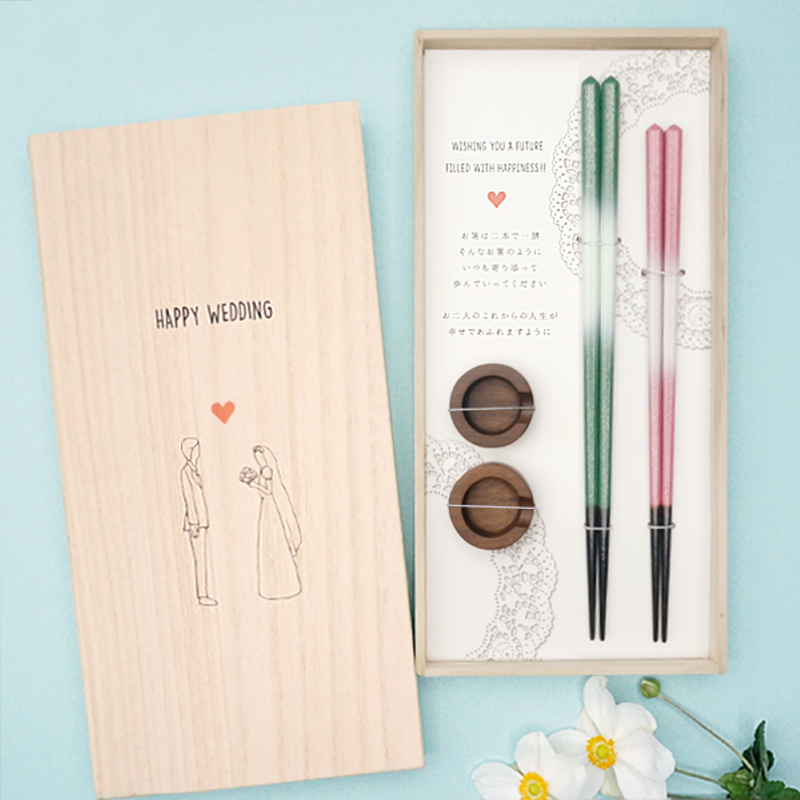 【Chopsticks Made in Japan】Hyozaemon HAPPY WEDDING (Hana Kirameku) 0818-01