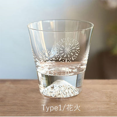 【Popular】Mount Fuji Rock Glass Series (Snowflakes / Fireworks / Autumn Leaves / Cranes available) 1023-02