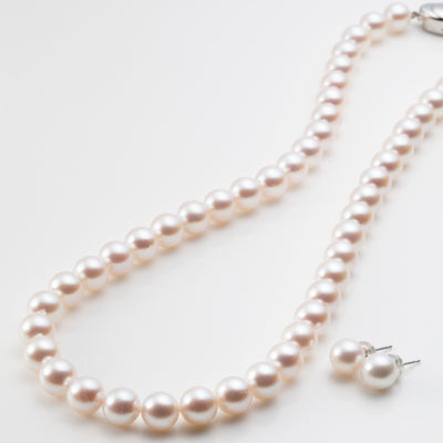 【數量限定】花珠珍珠項鍊＆穿式耳環或夾式耳環（日本製） 0922-06