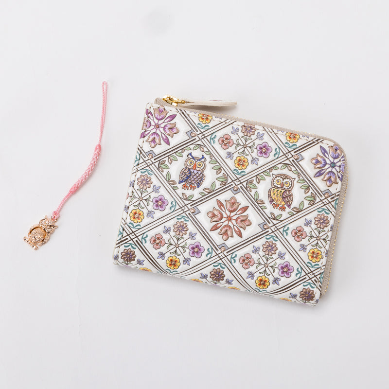 [Wallet] ASAKUSA BUNKO L-shaped Zipper Mini Wallet : Owl 220608-04