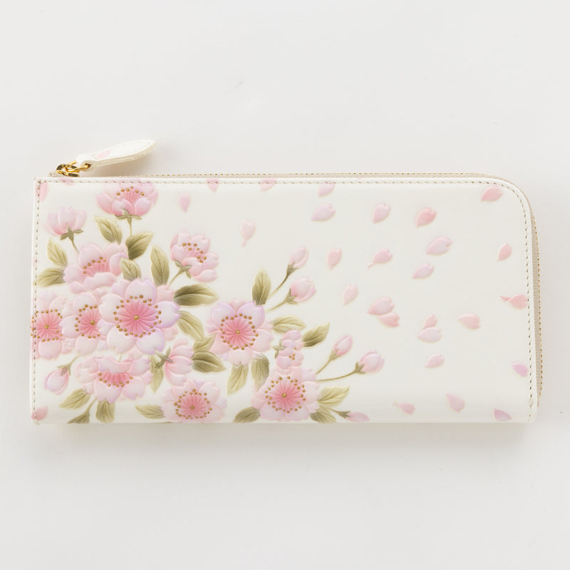 [Wallet] ASAKUSA BUNKO Kimono Dyeing Leather Purse - Double Cherry Blossom 1030-06-1