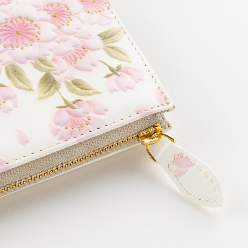 [Wallet] ASAKUSA BUNKO Kimono Dyeing Leather Purse - Double Cherry Blossom 1030-06-1
