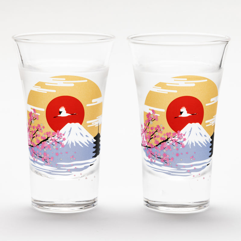 [SAKE GLASS] แก้วเปลี่ยนสีตามอุณหภูมิ Reikan Fujiyama แก้วสาเกเท็นคัง คู่ 220114-04