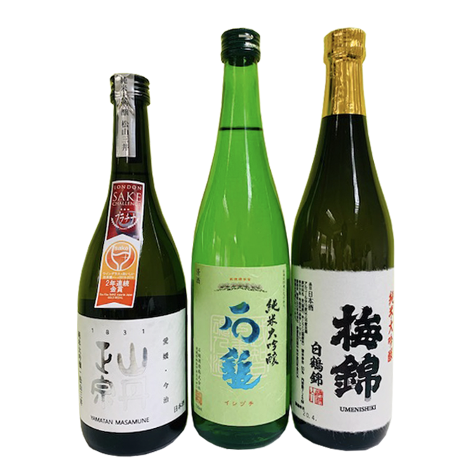 Sake flight of The Fine SAKE Award Japan Award 2020, Premium Daiginjo Category, Gold Prize, Nomi Kurabe (Drink and Compare) 720ml X 3 Alc.15.8%~17% (Shipping to Singapore & Hong Kong Only)